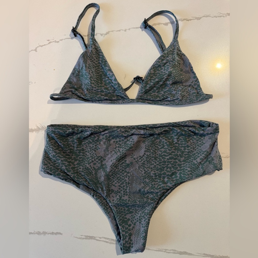 • Green Leopard/Snake Skin Print Bikini Set • ACACIA •